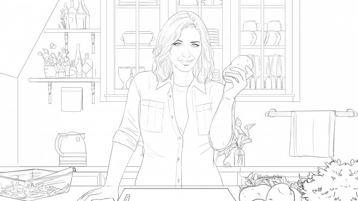 storyboard example created in Tight Pencil Sketches of Women Illustrations